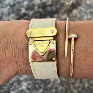 Louis Vuitton Gold and Cream Suhali Leather Koala Bracelet